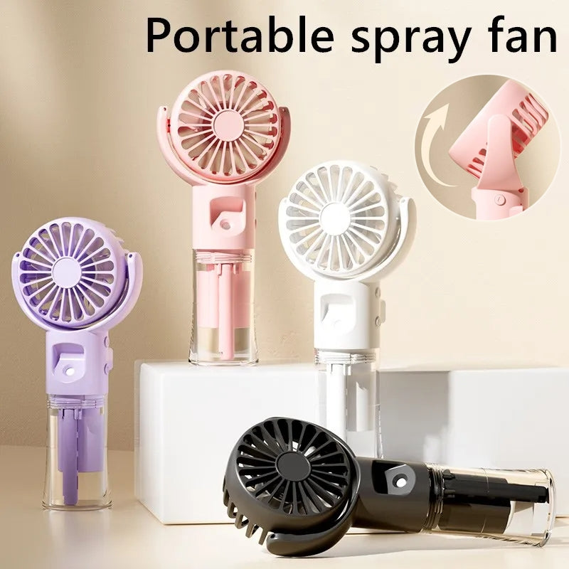 Portable Handheld Water Spray Mist Mini Fan 4-Speed Summer Cooling USB Charging Outdoor Supplies
