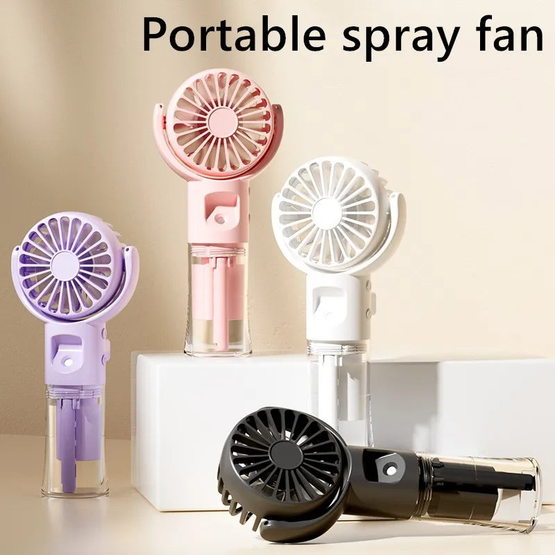 Portable Handheld Water Spray Mist Mini Fan 4-Speed Summer Cooling USB Charging Outdoor Supplies