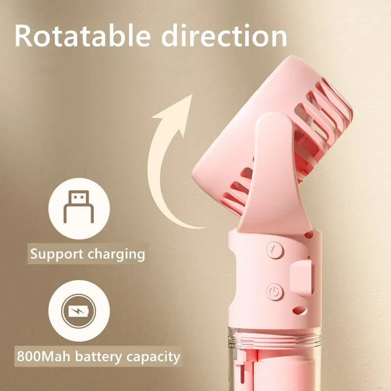 Portable Handheld Water Spray Mist Mini Fan 4-Speed Summer Cooling USB Charging Outdoor Supplies